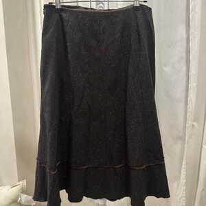 Brown and Black Midi Wool Blend Tweed Skirt Size 6